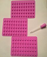 ROSE PINK 3 PACK - 150 COUNT - SILICONE GUMMY BEAR MOLDS WITH BONUS EASY APPLICATOR N4