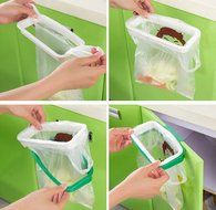 Pack of 2 Portable Trash Bag Holder Hanging Kitchen Cupboard Door Back Style Stand Trash Garbage Bags Storage... N4