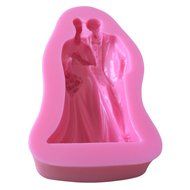 FLY 3D Bride and Bridegroom Shaped Fondant Cake Mold for Wedding Decoration,Pink N5