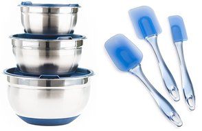 Stainless Steel Mixing Bowl Set with Silicone Spatula Set