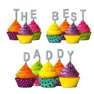 The Best Daddy Cupcake Topper Party Favors Birthday Anniversary Fathers day Solid purple N13