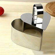 Sher 3''Mousse Tool Set of Love Heart Mousse Ring with Push Handle Cheese Cake Mold Stainless Steel N3