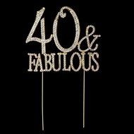 40 &amp; Fabulous Cake Topper for 40th Birthday Silver Metal Party Decoration Ideas (40 and Fabulous Silver) N14