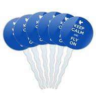 Set of 6 Cupcake Picks Toppers Decoration Keep Calm and A-H - Fish On Bass Fishing - Keep Calm and N28