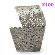 Yansanido 24 set ivory Filigree Artistic Bake Little Vine Lace Laser Cut Cupcake Wrapper Cup Muffin Case Trays... N20