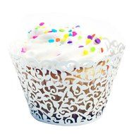 Oksale 24Pcs Filigree Little Vine Laser Cut Hollow Cup Muffin Holder Cake Paper Case Wraps Cupcake Wrapper for... N3