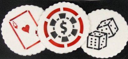 Designer Stencils C768 Casino Night Cookie Stencil Set, (Dice, Cards, Poker Chip) Beige/semi-transparent N2