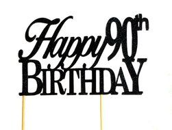 All About Details Black Happy-90th-birthday Cake Topper