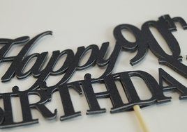 All About Details Black Happy-90th-birthday Cake Topper N3