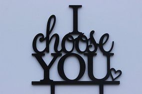 Meijiafei Cursive I Choose YOU with Heart Wedding Anniversary Cake Topper