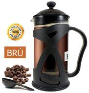 SALE! French Press - BRU USA Durable Coffee & Tea Maker | 1 Liter / 34 oz, Stainless Steel, Enhanced DOUBLE Screen... N3