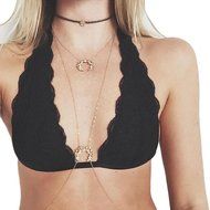 PHOTNO Women Hollow Translucent Underwear Sheer Lace Strap Lingerie Bra Tops N7