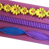 LYNCH 3 Types Decorative Borders 3D Silicone Mold Cake Fondant Pastry Tools,Pink N5