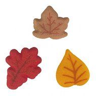 Shimmer Leaves Assortment Thanksgiving Sugar Decorations Cookie Cupcake Cake 12 Count