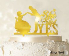 She Said Yes Wedding Cake Topper Custom Name Cake Topper Color Option Available 6&quot;-7&quot; Inches Wide N14