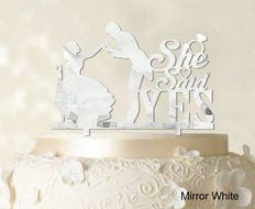 She Said Yes Wedding Cake Topper Custom Name Cake Topper Color Option Available 6&quot;-7&quot; Inches Wide N16