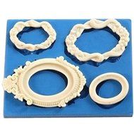 Funshowcase Sugarcraft Vintage Oval Mirror Frames Silicone Mold N3