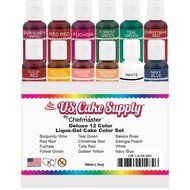12 Color-US Cake Supply&reg; by Chefmaster Liqua-Gel Paste Cake Color Set - The 12 Most Popular Colors in 0.75 fl.... N7