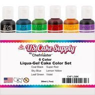 12 Color-US Cake Supply&reg; by Chefmaster Liqua-Gel Paste Cake Color Set - The 12 Most Popular Colors in 0.75 fl.... N9