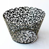 Sorive &reg; Pack of 120 Black Cupcake Wrappers Filigree Artistic Bake Cake Paper Cups Little Vine Lace Laser Cut... N5