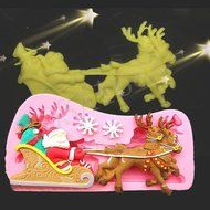 Yosa Xmas Santa Sleigh Reindeer Silicone Mould Christmas Sugarpaste Chocolate Mold candy mold cake mould N4