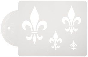 Designer Stencils C153 Fleur De Lis Cake Stencil Motif, Beige/Semi-Transparent