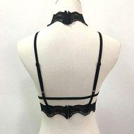 PHOTNO Women Translucent Underwear Sheer Lace Strap Lingerie Bra Top Bustier N15