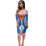 Printed Hip Dress,Morecome Women African Print Half Sleeve Dress N3
