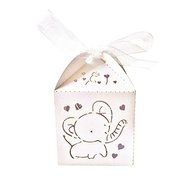 Tinksky 50pcs Hollow Out Elephant Pattern Candy Boxes Gift Bags Baby Shower Wedding Favors (White)