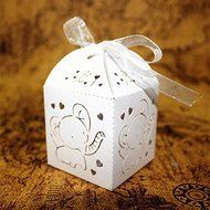 Tinksky 50pcs Hollow Out Elephant Pattern Candy Boxes Gift Bags Baby Shower Wedding Favors (White) N2