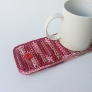 Crochet Cup Accessory Pink Beige Fuchsia N2