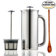 Espro Press Stainless Steel Coffee Press (3-4 cups, 18 oz) Bundle with Wooden Spoon, Double Wall, Vacuum Insulated... N8