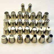 TANGCHU Russian Piping Tips 29PCS/SET Stainless Steel Large Size Icing Syringe Set DIY Coupler Nozzle 5 Pastry... N13