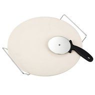 VonShef 15 Inch Ceramic Pizza Stone Set With Heavy Duty Chrome Stand with FREE Pizza Cutter N3