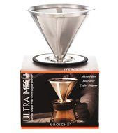 GROSCHE Ultra Mesh Pour-Over Coffee Dripper with Round Base, 18/8 Stainless Steel Construction N4