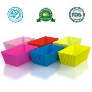 Rectangular Silicone Baking Cups, Pack of 12, Reusable Cupcake Liners for Muffins, Chocolate Molds