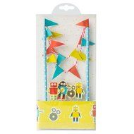 Colorful Funny Cartoon Robot Cake Garland Bunting Flag Toothpicks Toppers Wrap Sets Party Favors Supplie Baby... N3