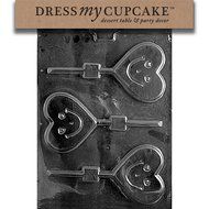 Dress My Cupcake DMCV071 Chocolate Candy Mold, Happy Heart Lollipop, Valentine's Day