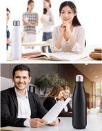 Super Modern Vacuum Insulated 17oz Wave Bottle - Double Walled Stainless Steel Water Thermos - Cola Style Hydro... N10