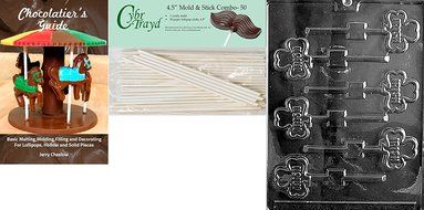 Cybrtrayd 45St50-P005 Irish Lolly Patriotic Chocolate Candy Mold with 50 4.5-Inch Lollipop Sticks N7