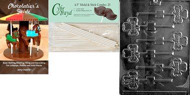 Cybrtrayd 45St50-P005 Irish Lolly Patriotic Chocolate Candy Mold with 50 4.5-Inch Lollipop Sticks N8
