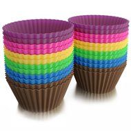 Silicone Cupcake Liners / 24 Reusable Baking Cups Includes Silicone Scraper by Baketown Girls N7