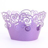 Purple Vine Filigree Cupcake Wrappers Wrap Cases Wedding Birthday Party N3