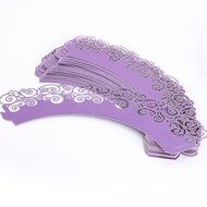 Purple Vine Filigree Cupcake Wrappers Wrap Cases Wedding Birthday Party N5
