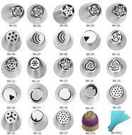 Russian Piping Tips Reusable Pastry Icing Bags Nozzle Coupler (27 Pieces) N5
