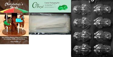 Cybrtrayd &quot;Frog&quot; Animal Chocolate Candy Mold with Chocolatier&#039;s Bundle, Includes 25 Cello Bags and 25 Silver Twist...