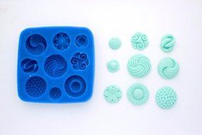 BUTTONS 9 SILICONE MOLD FOR FONDANT, GUM PASTE, CHOCOLATE, HARD CANDY, FIMO, CLAY, SOAPS