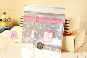 ONOR-Tech 100 PCS Lovely Cute Bowknot OPP Self Adhesive Cookie Bakery Candy Biscuit Roasting Treat Gift DIY Plastic... N15