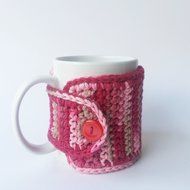 Crochet Cup Accessory Pink Beige Fuchsia N3