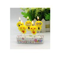 ADELEWAYS Cartoon Animal Party Candles Cake Cupcake Decoration Yellow Smileys Set of 5 pcs